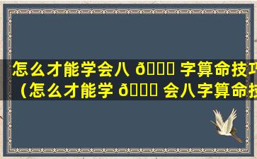 怎么才能学会八 🐋 字算命技巧（怎么才能学 🐒 会八字算命技巧和方法）